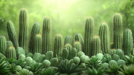 Serene Cactus Garden: A Lush Oasis of Green