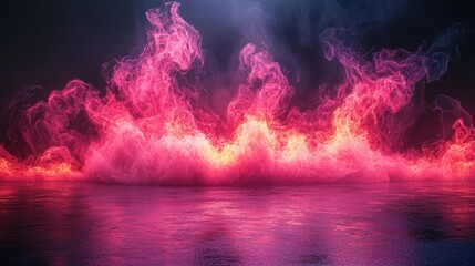 Fototapeta premium Pink and Orange Fire Clouds Above Still Water