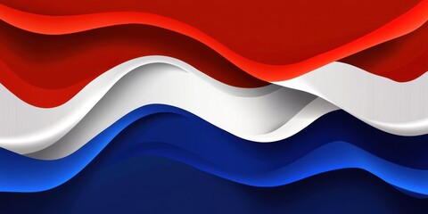 Fototapeta premium Abstract Wavy Design in Red White and Blue Color Palette Celebrating Netherlands National Flag