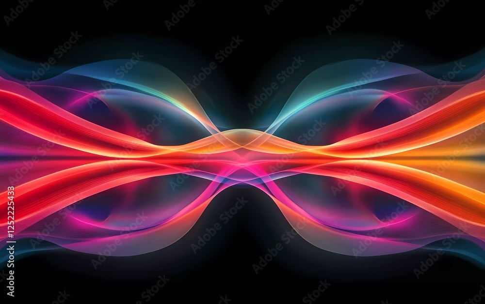 Poster abstract sound wave background with a colorful spectrum of light, audio volume vector illustration.