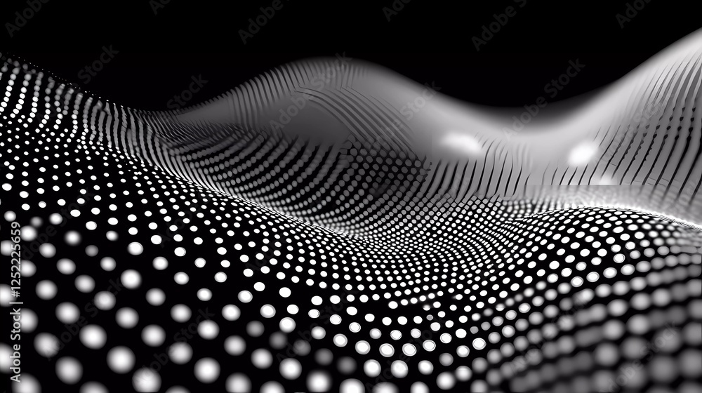 Poster abstract wave of dots, gradient dot vector pattern background with flowing elements for design and t