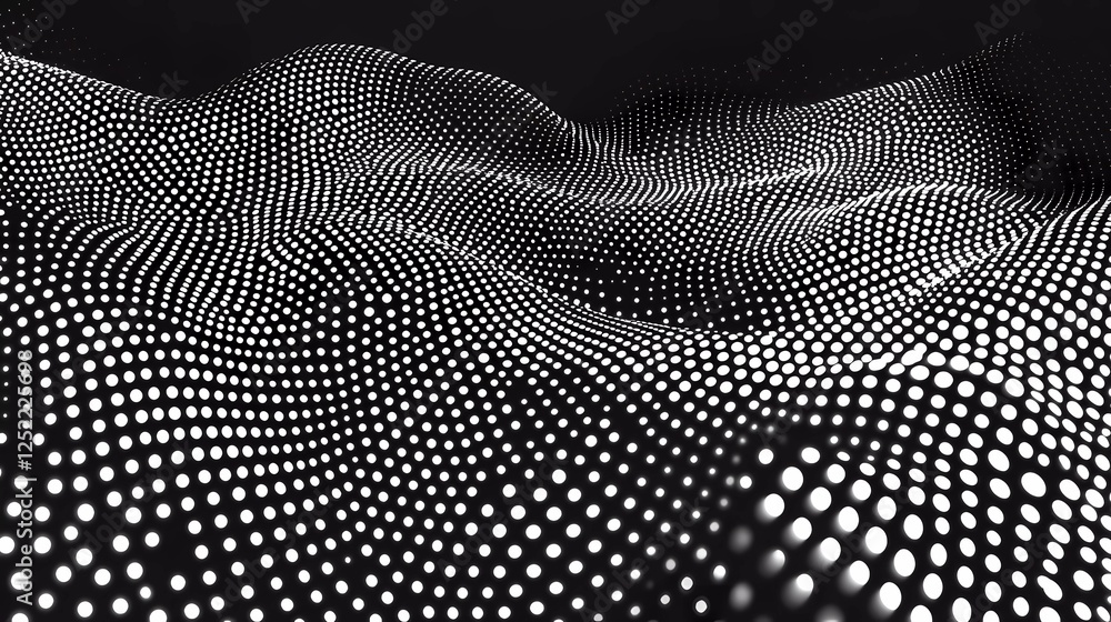 Poster abstract wave of dots, gradient dot vector pattern background with flowing elements for design and t