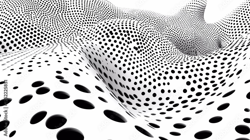 Poster abstract waves of dots, gradient black and white background vector presentation design. abstract wav