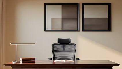 virtual meeting background featuring a minimalist yet sophisticated office setup