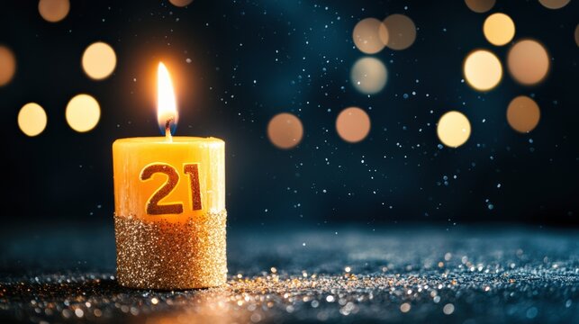 A Glowing 21st Birthday Candle Surrounded by Sparks, Celebrating Life's Milestones with Warmth and Joy