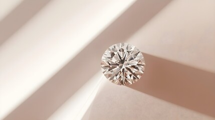 Sparkling Round Diamond on Soft Background with Light Rays