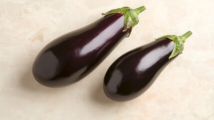 Fresh Purple Eggplants on Light Background for Culinary Uses