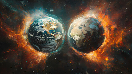 two globes magnetic poles reversed