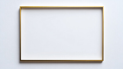 Thin gold line frame minimalist rectangle isolated on white background.