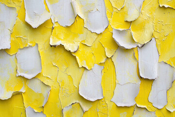 Naklejka premium Cracked Peeling Yellow and White Paint Texture on Wall