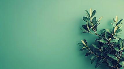 Lush Green Foliage Against A Teal Background