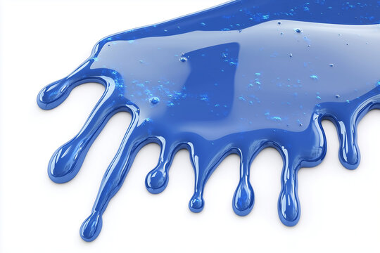 Blue slime dripping isolated on a white background
