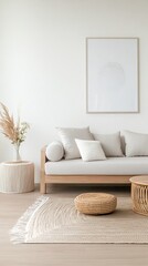Modern Minimalist Living Room with Neutral Colors and Natural Accents