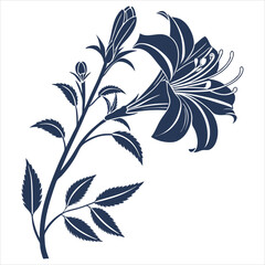 Fototapeta premium silhouette flower on white background 