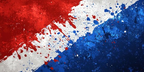 Abstract Red White and Blue Paint Splatter Background Texture Design