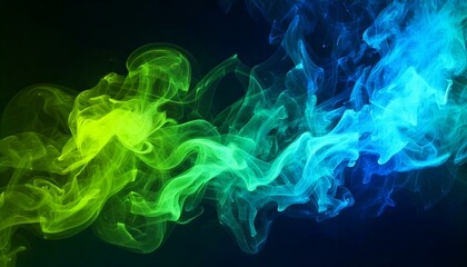 3d realistic Electric Blue color and Lime Green color gradient smoke bright abstract background 
