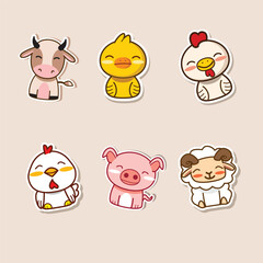 Colorful bundle of animals in cartoon vector illustration for kids and families
