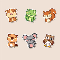 Bundle of cartoon animals in vibrant vector illustration with happy, playful style

