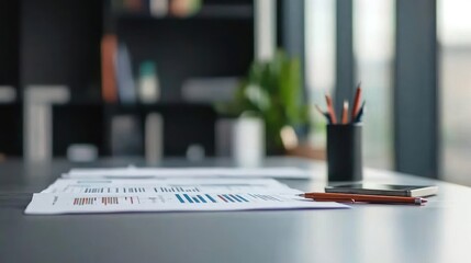 Business Documents On Dark Office Desk