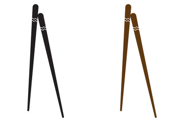 Chopsticks vector,  Restaurant chopsticks flat icon. Chinese, Japanese chopsticks vector, icon set in glass, design eps 10