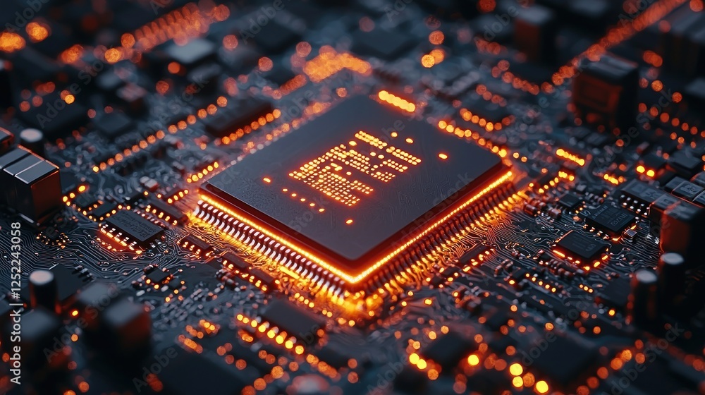 Poster illuminated central processing unit on circuit board