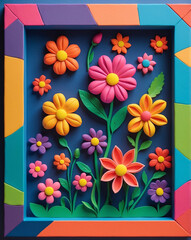Handmade Plasticine Flowers for Kids Bedroom or Nursery Room Wall Art and Colorful Design