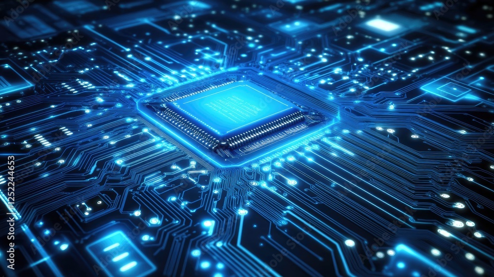 Poster central processing unit: a close-up, high-detail image of a central processing unit (cpu) on a circu