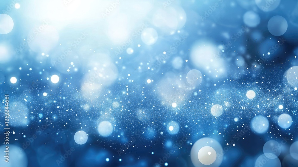 Poster celestial blue bokeh: abstract bokeh background with soft, out-of-focus blue circles and shimmering 