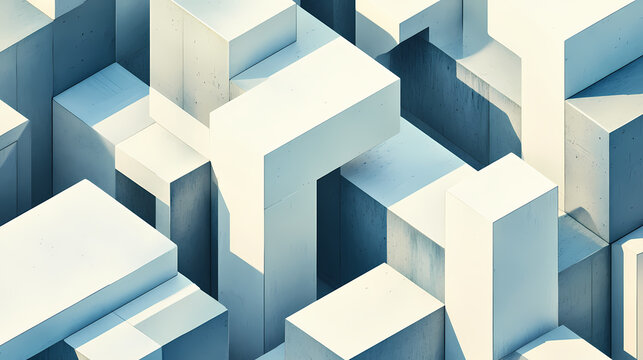 Abstract geometric pattern of interlocking stone blocks in various shapes and sizes, creating a modern and dynamic vector illustration with intricate details. Metamorphic Architecture. Illustration