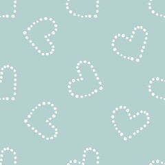 Fototapeta premium Seamless pattern with cartoon hearts. Colorful illustration flat style. hand drawing. valentines day. Romantic design for print, wrapper, fabric.
