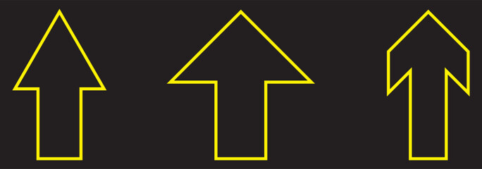 Simple Yellow color and stock arrow up symbol isolated on white, upload icon  eps 10