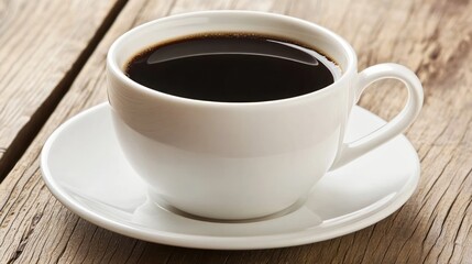 Aromatic Cup of Black Coffee on Rustic Wooden Table