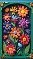 Obraz premium Bright Plasticine Flower Wall Art for Kids Rooms and Nursery Design with Fun Playful Colors