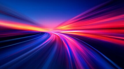 Abstract motion blur with vibrant neon lights, futuristic speed concept