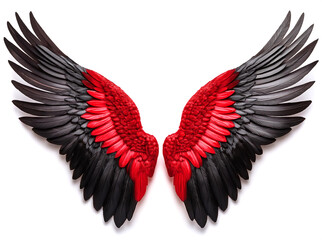 Obraz premium 赤と黒の翼。白背景。（black & red wings on white background.） 
