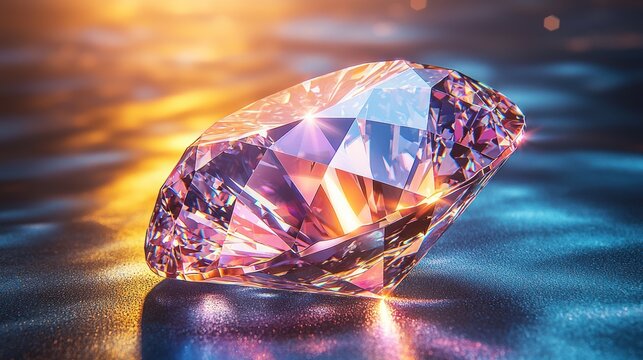 Captivating faceted diamond, radiating brilliant light and precious allure