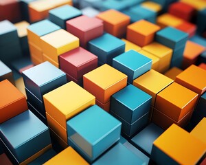 Obraz premium Layers geometric cubes representing different stages project management with bold contrasting colors