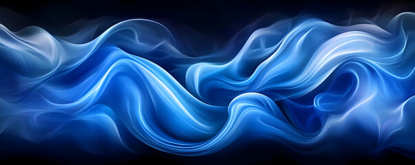 Fototapeta premium Blue abstract waves, dark background, design (1)