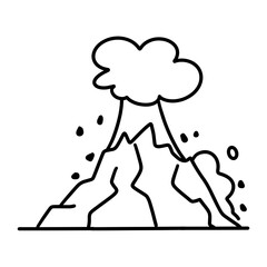 mountain exploded disaster icon illustration