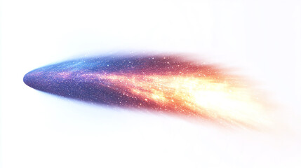 Obraz premium Comet with glowing tail isolated on white background.