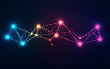 Glowing lines connecting geometric icons for digital meetings and collaboration