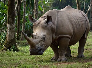 Javan Rhino: One of the rarest rhino species in the world, with fewer than 80 individuals left, found only in Ujung Kulon National Park in Indonesia.