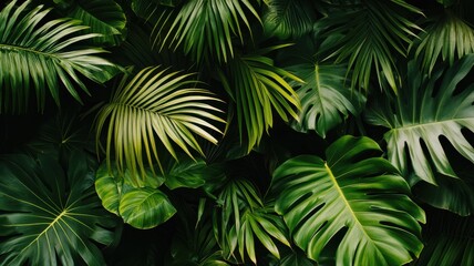 Lush Green Tropical Leaves Background for Natural Decor or Design
