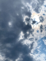 sun through clouds in blue sky