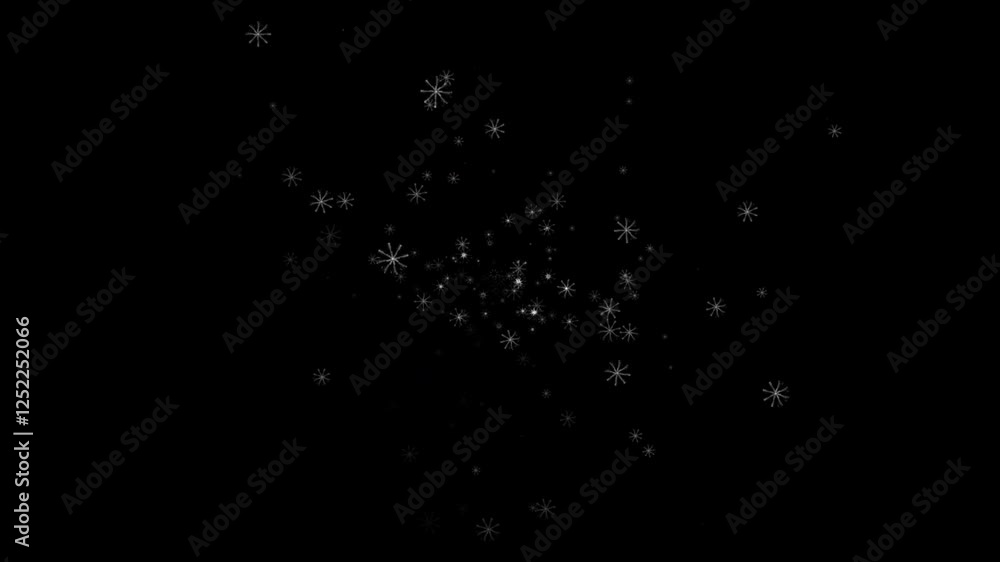 Canvas Prints beautiful falling moving white snowflakes particles animation on black abstract background.