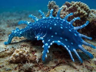 Blue Dragon (Glaucus atlanticus): A stunning, blue sea slug that floats on the ocean’s surface and feeds on venomous prey like the Portuguese man o’ war.