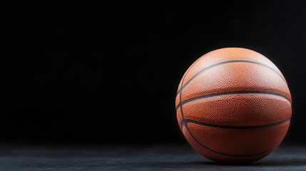 Obraz premium Basketball on dark background, sport, game, copy space
