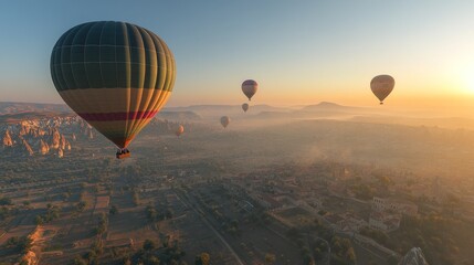 Fototapeta premium Hot Air Balloons Soar Over Cappadocia Sunrise
