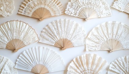 Geometric interpretations vintage lace fans with subtle accents