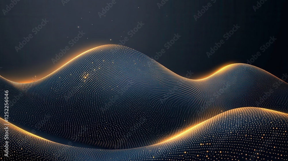 Poster abstract waves with golden luminance and textured surface design